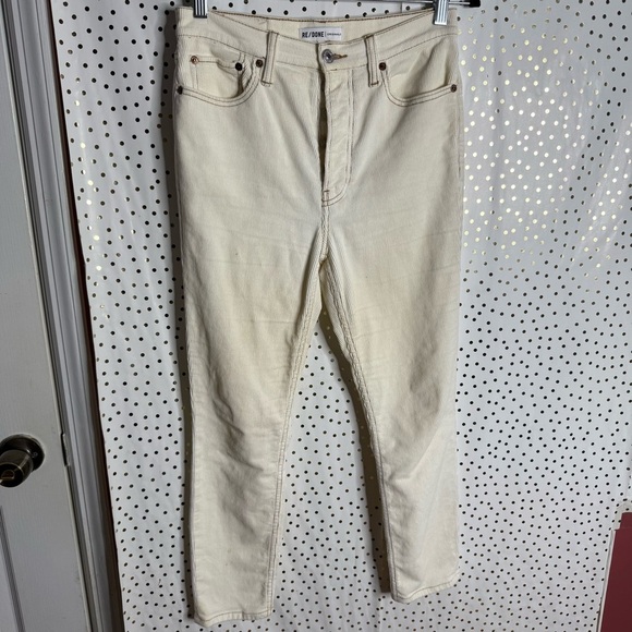 Re/Done Cream Corduroy Pants - Picture 1 of 10